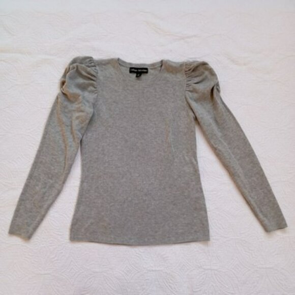 Set Gray Puff Sleeve Sweater & Ann Taylor LOFT Black Silk Cardigan Womens - Picture 2 of 16